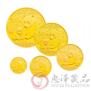 2012年熊猫金银纪念币金币5枚套装