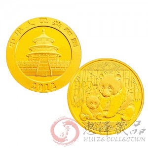 2012版熊猫金银纪念币1/2盎司金质纪念币