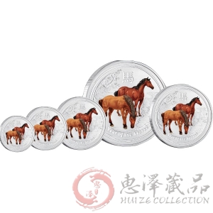 澳洲2014马年彩色银币五枚套装