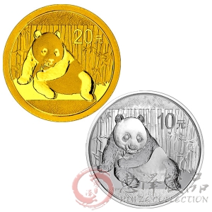 2015版熊猫金银套装（1/20盎司金+1盎司银）