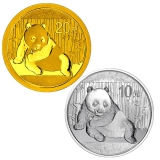 2015版熊猫金银套装（1/20盎司金+1盎司银）