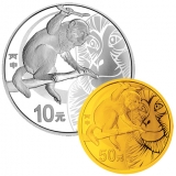 2016丙申猴年圆形本色金银币