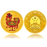 2017鸡年生肖150克圆形彩色金币