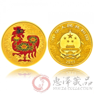 2017鸡年生肖150克圆形彩色金币
