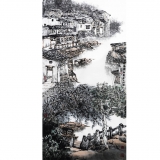 程振国《丁蜀镇即景》136×68cm
