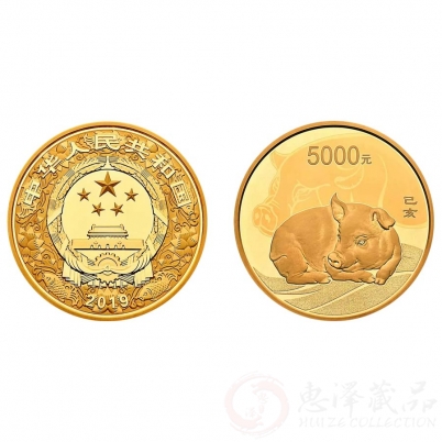 2019猪年500克圆形本色金币
